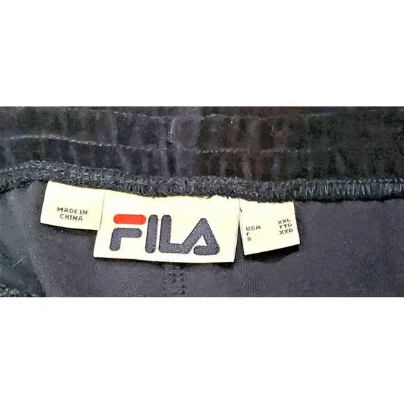 VTG Fila Baggy Velour Pants Men 2XL Navy Blue Ankle Zip Pockets Embroidered Y2K - Picture 6 of 8